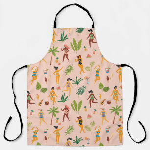 Tablier Danseuses, motif feuille de palmier.
