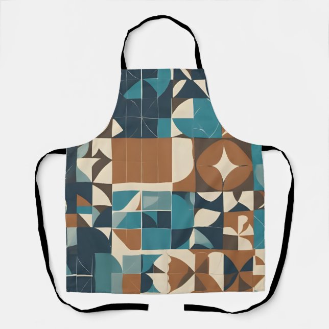 Tablier Dark Blue, Teal, Brown, and Tan Geometric Pattern (Recto)