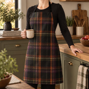 Tablier Dark Cottagecore Plaid noir rouille Automne