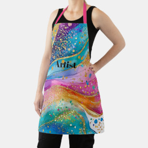 Tablier d'artiste avec couleurs vives mélangées en