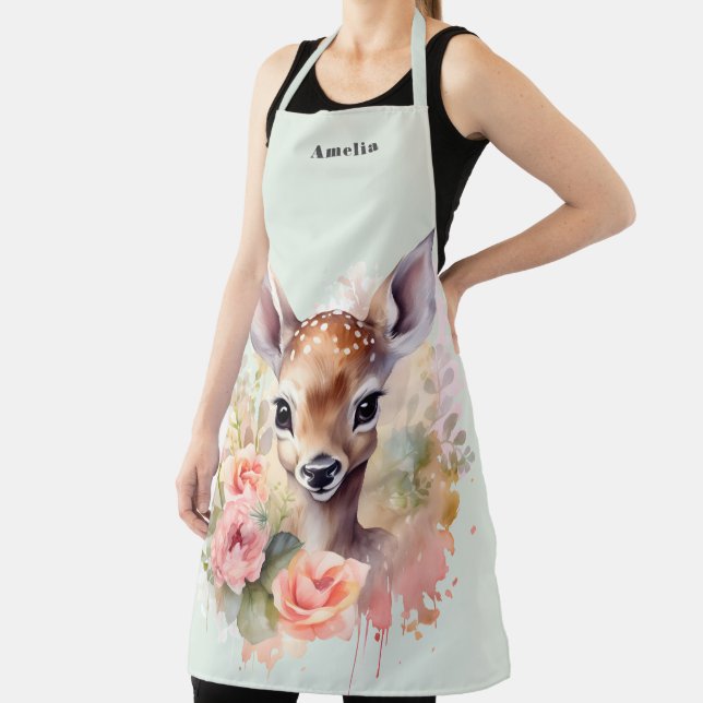 Tablier De Beaux Cerfs Entourés De Roses (Insitu)