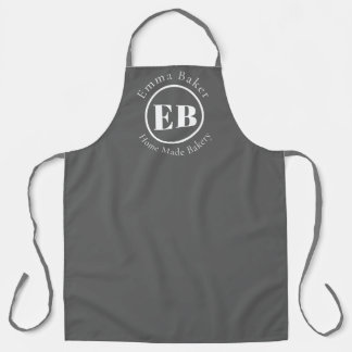 Tablier de chef à monogramme gris personnalisé ave