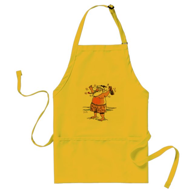 Tablier de chef jaune standard Drunk Père Noël (Devant)