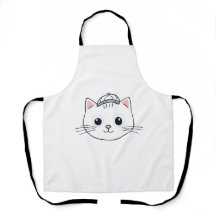 Tablier de cuisine à bavette blanche avec chat de