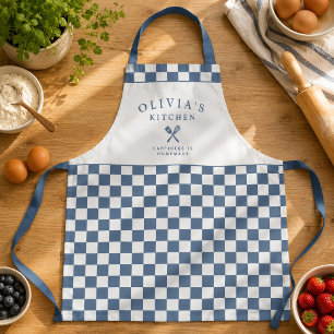 Tablier de cuisine à carreaux personnalisé avec no
