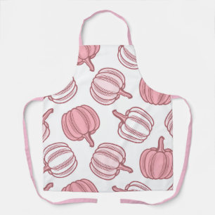 Tablier de cuisine citrouille imprimé rose et blan