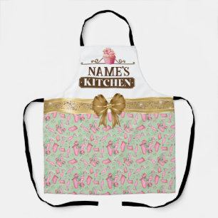 Tablier de cuisine et cupcake rose aquarelle avec