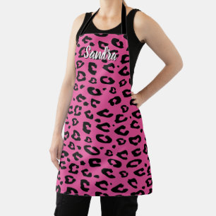 Tablier de cuisine imprimé léopard rose chaud pour
