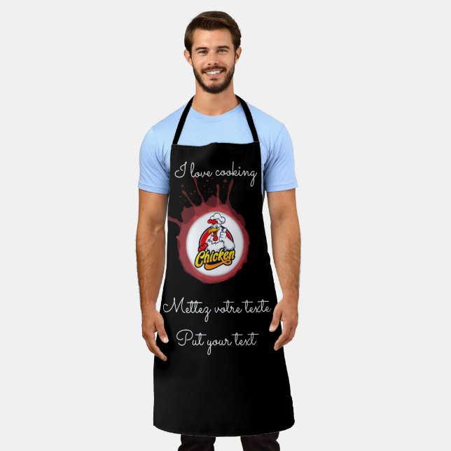 Tablier de cuisine Noir Poulet Grill Master (Porté)