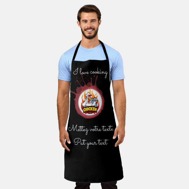 Tablier de cuisine Noir Poulet Grill Master (Porté)