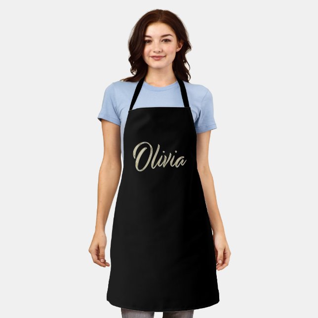 Tablier de cuisine Olivia white gold Handwriting (Porté)