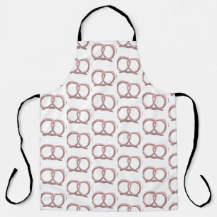Tablier de cuisine rose motif torsadé de bretzel s
