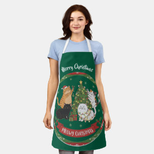 Tablier de famille de chat de Noël joyeux