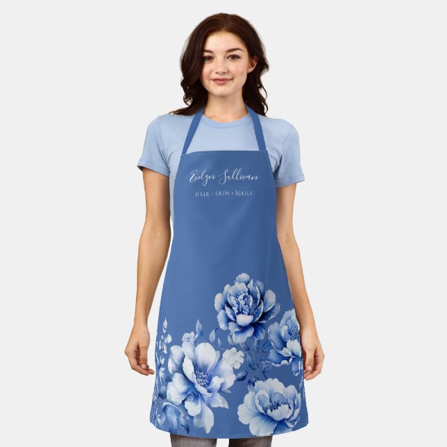 Tablier de fleurs bleues (Porté)