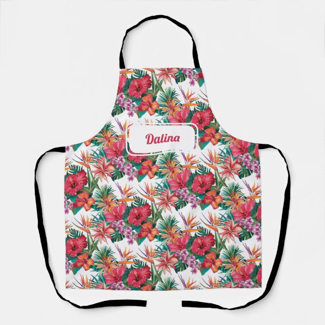 Tablier de fleurs tropicales personnalisées (Recto)