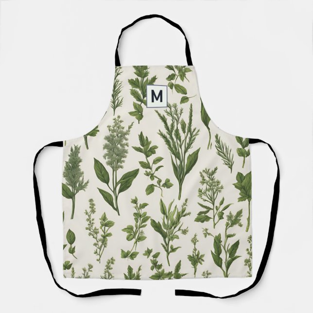 Tablier de jardinage à motif de plantes vertes pou (Recto)
