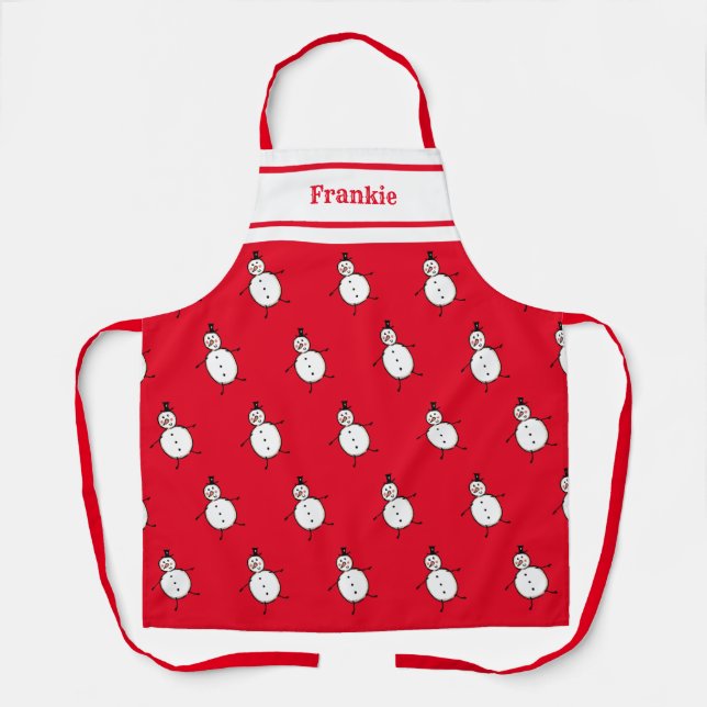 Tablier de Noël personnalisé Snowman (Recto)