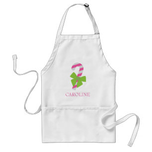 Tablier de Noël rose et Sucre de canne vert