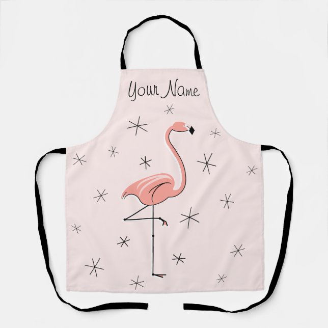 Tablier de nom rose Flamant rose (Recto)