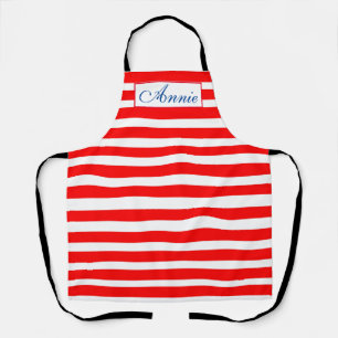 Tablier de Personnaliser - Bandes rouges et blanch