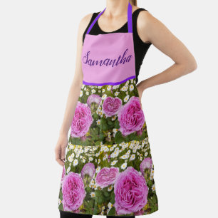 Tablier de photo florale de fleurs de roses roses