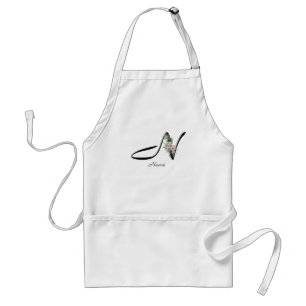 Tablier de retraite à monogramme floral lettre N