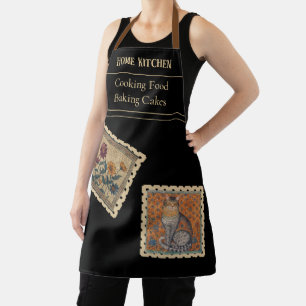 Tablier de style Grèce antique, Fleur et Chat vint