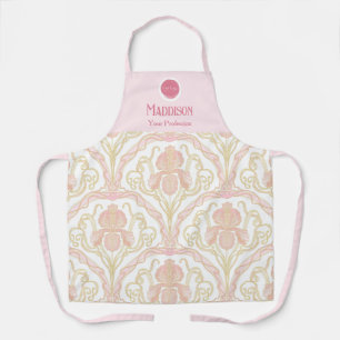 Tablier de travailleur floral Art Nouveau rose pou