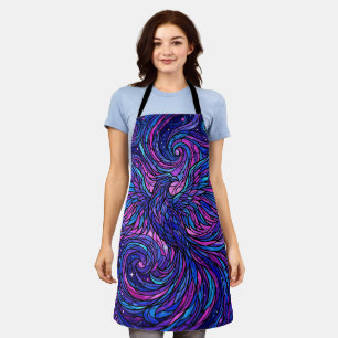 Tablier de vol d'oiseau violet cosmique abstrait