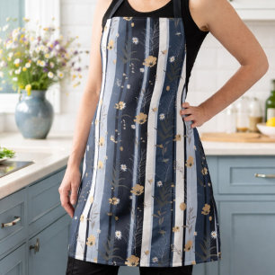 Tablier Décor de maison moderne rayé marine Bohème fleur s
