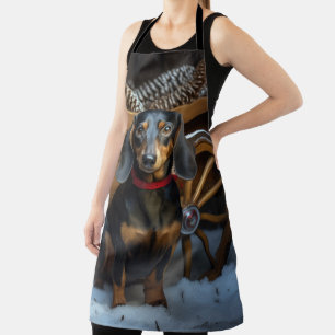 Tablier Décor de Noël Dachshund Snowy Sleigh