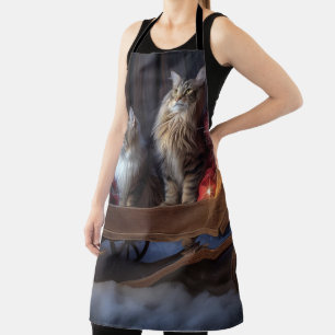 Tablier Décor de Noël du Maine Coon Snowy Sleigh