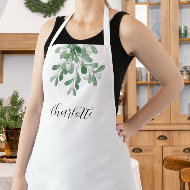 Tablier Décor vert Mistletoe personnalisé (Créateur téléchargé)