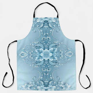 Tablier décoratif floral bleu