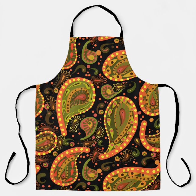 Tablier Deep Paisley Gold Orange Brown Belle (Recto)