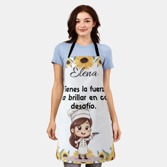 Tablier Delantal Apron diseño personalizable de girasol  (Porté)