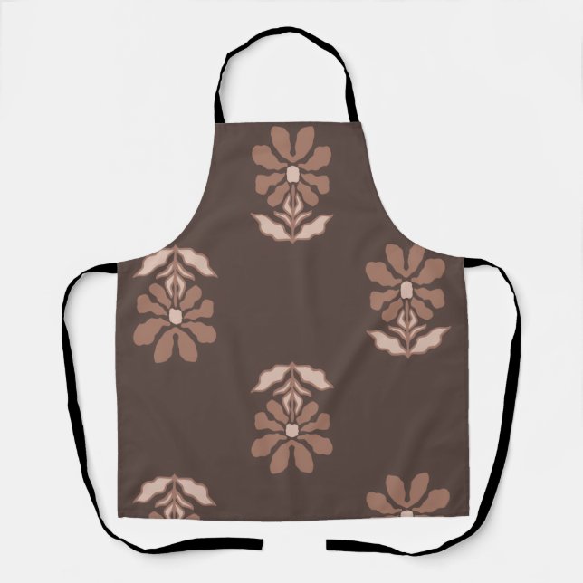Tablier Delantal Floral en Tonos Café (Recto)