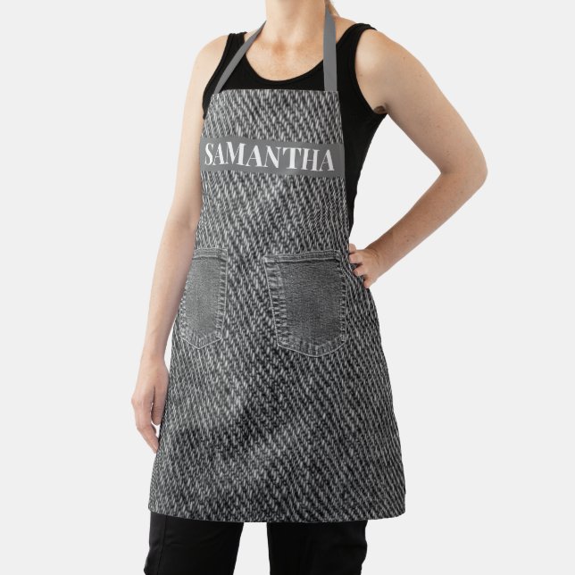 Tablier Denim Jeans Look Poches Monogram Apron (Insitu)