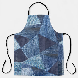Tablier Denim Urban : Patchwork à rayures détendues.