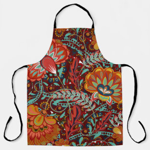 Tablier Dense floral ornemental dessiner à la main fleurs