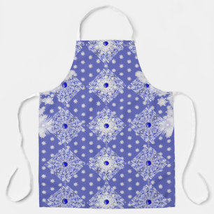 Tablier Dentelle en céramique Bleu de Grèce & flocons de n