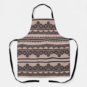 Tablier Dentelle noire, ajourée, arrière - plan marron, be