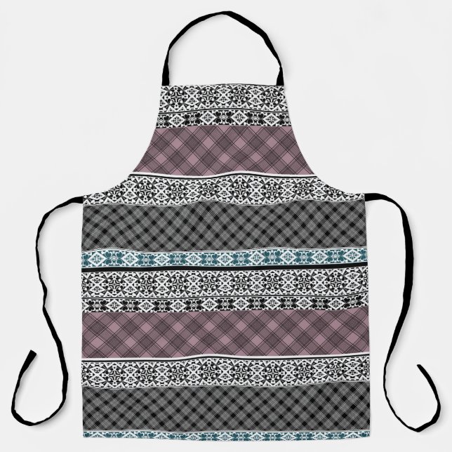Tablier Dentelle patchwork noir et blanc (Recto)