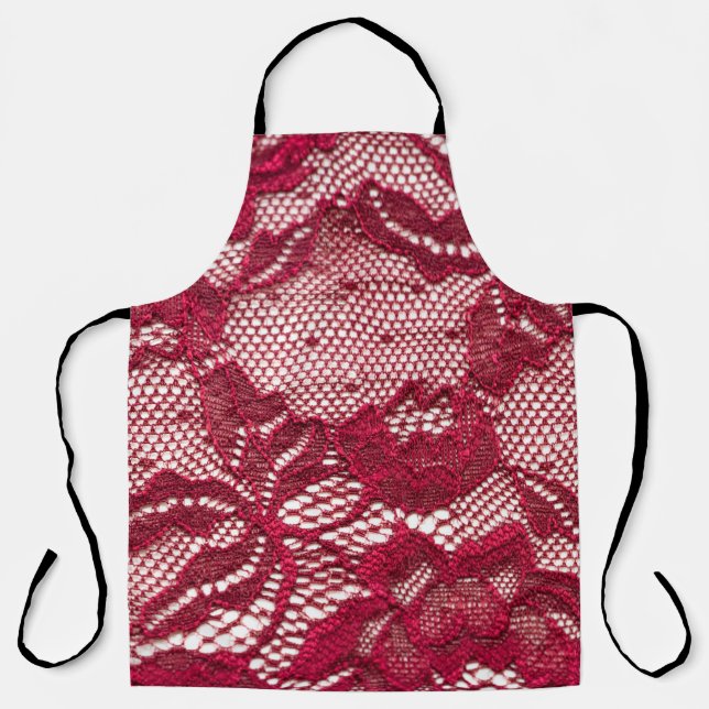 Tablier Dentelle rouge : textile jacquard élastique. (Recto)