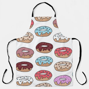 Tablier Des beignets multicolores dessinés à la main sans 