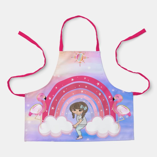 Tablier Design arc-en-ciel avec jeune fille (Recto)