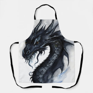 Tablier Design d'aquarelle de dragon noir