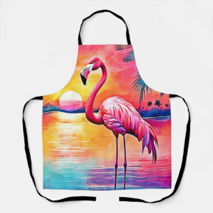 Tablier Design d'art Flamant rose Sunset