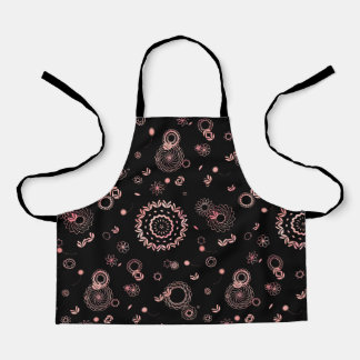 Tablier Design élégant de fleurs roses noires