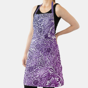 Tablier Design floral complexe dans les tons violets et bl